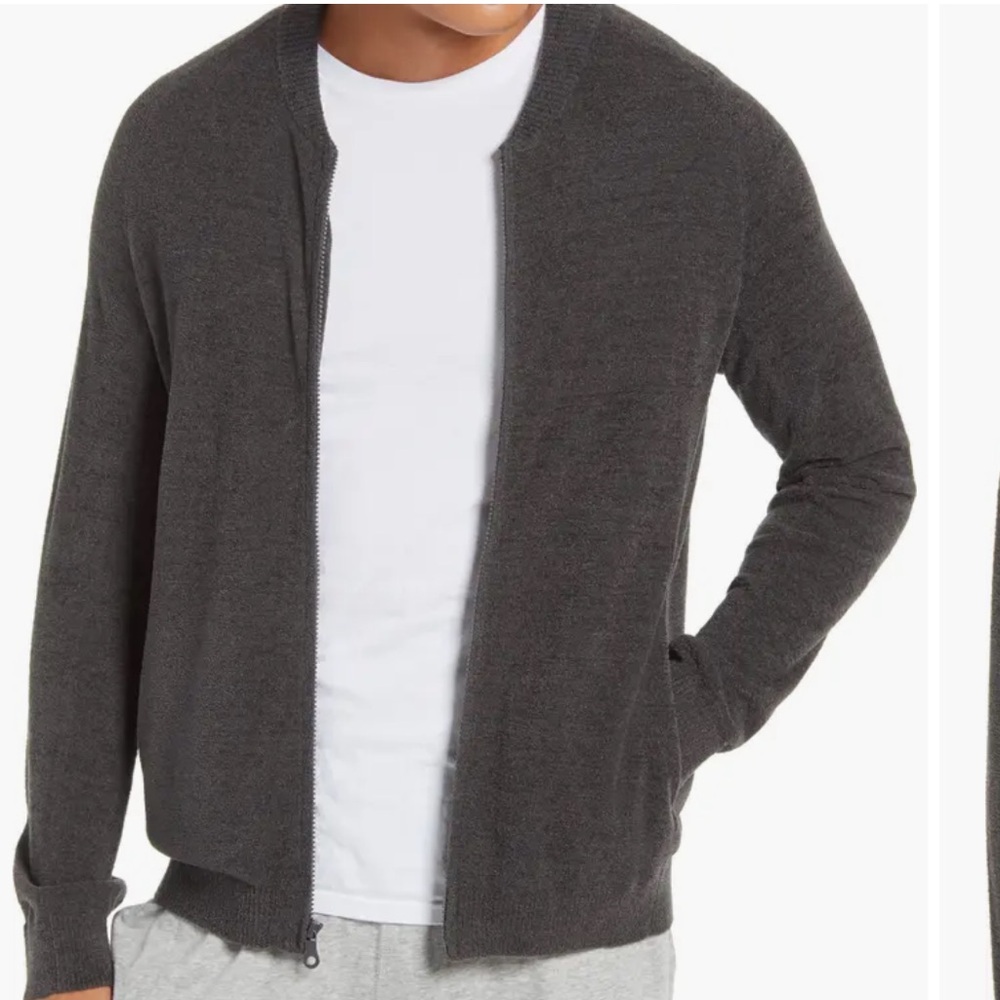 Barefoot dream cozy chic lite Men's Gray full zip Sweater cardigan size Large